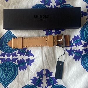 Shinola extra long tan leather strap in 24mm band size.